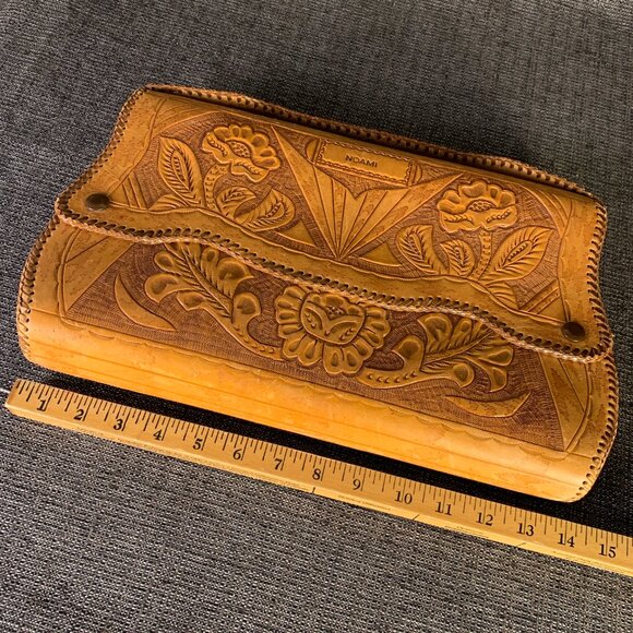 Vintage Hand Tooled Leather Noami Purse - floral large case handmade handbag - Picture 14 of 16
